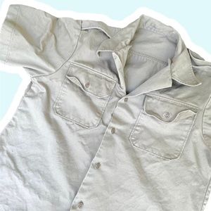 Vintage 70s Military Medium Collared Top DSA 100 3798 Vietnam Short Sleeved Tan